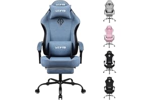 SITMOD Silla Gaming Ergonómica, Silla Oficina de Tela con Cojín de Muelles Ensacados y Reposapiés, Gaming Chair Sillas de Ordenador con Soporte Lumbar, Reposacabezas, Capacidad de 150 kg