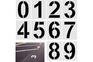 ALIDOU Number Stencils Large, 10-Piece Set of 0-9 Stencils for Painting, Reusable Plastic Number Stencil Templates, Digital Painting Stencil Templates for DIY, Curb Address, Road Signs, Mailbox, Parking Lot