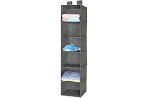 MaidMAX Étagère Suspendue Pliable, Etagere Rangement, Organiseur Placard de Rangement à 6 Compartiments, Organiseur de vêtement, Armoire Meuble de Rangement, Gris