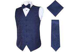 Alizeal Mens Classic 4pc Paisley Jacquard Waistcoat Suit Vest Set