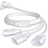 2M Euro Plug Extension Cord, 3 in 1 Power Cord Extension, 250 V/2.5 A Plug Extension Cord for TVs, Monitors, Projectors and L