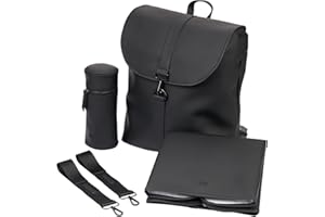 BABA BING BABABING SORM Baby Changing Backpack with Adjustable Shoulder Straps, 4 Compartments, Large Nappy Bag with Change Matt & Insulated Bottle Holder, Newborn Essentials - Black