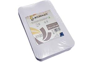 Bolsemack Bases de Loncheado para Envasar al Vacío 150x210 mm, Láminas rPET color Blanco, Bandejas para Embutidos, Jamón y ahumados, ideales para bolsas de envasado al vacío.