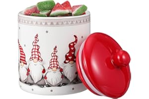 Housoutil Biscottiera Natalizia, Barattolo Ceramica Natale, Scatola Biscotti Natale Ceramica, Biscottiera Con Gnomi per Cereali, Snack Frutta Secca