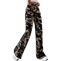 Pantaloni Mimetici Donna Bootcut Con Spacchi - Vita Alta, Coulisse, Tessuto Elastico - Foto 8