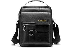 ANPTER Shoulder Bag for Men Messenger Bag PU Leather Crossbody Handbag Satchel Sling Bags Side Bag for School Travel Work Hiking Daily Use (Men Shoulder Bag for Black1)