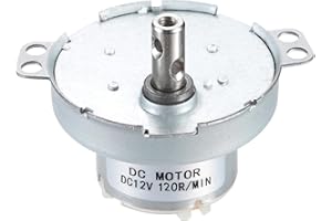 sourcing map Slow Speed Motor JS-50T Electric Motor Brushed Gear Motor, 12V DC 120RPM Motor CW/CCW D Shaft DC Motor Large Torque for 3D Printer Filament Rotating Display Stand