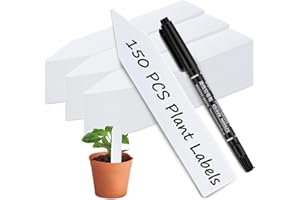 BECHOICEN Plastic Plant Labels 150Pcs Plant Tags Plant Markers & Labels Re-Usable Plant Labels for Garden Seed Potted Herbs Flowers Vegetables, White