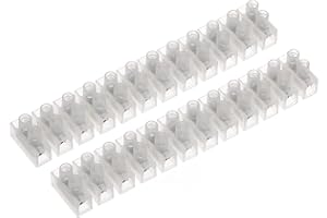 AUKENIEN 15A / 16A Morsetti Elettrici a Doppia Fila Terminale Vite 12 Vie Mammut Elettrico Morsettiera Elettrica 15/16 Ampere Bianchi per Collegamento del Cavi