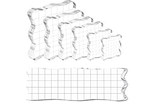 EACHPT Acrylblock Für Silikonstempel, 7 Stück Silikonstempel, Acrylplatte Transparent, mit Rasterlinien, Acryl, klar, 7 Größen, Prägewerkzeug für Stempel, für Scrapbooking, Kartenherstellung