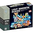 Qwick Click 142 Pcs Light Magnetic Tiles | Large Building Blocks | STEAM Educational Toys-for Kids Age 3 +Year Old Boy Girl | Creative Gift (Multicolor)
