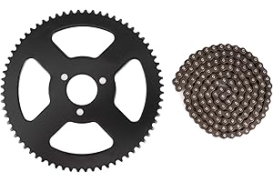 BEDIFFER Pignon Arrière 25H Chaîne 144 Maillons pour Moto, Vélo Électrique et ATV, Transmission Automatique avec Accessoires de Poche