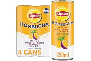 Lipton Kombucha Mango & Passion Fruit, 250ml,(Pack of 4)