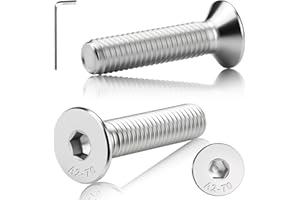 Sturiz 30 Stk M5X25mm Senkkopfschrauben Edelstahl DIN 7991 A2 V2A Senkkopf Innensechskant Senkschrauben Vollgewinde mit Innensechskantschlussel Silber Flachkopfschrauben für Maschinen Geräte und Möbe