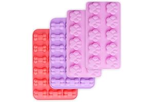 homEdge Moldes de silicona antiadherentes, diseño de huesos y huellas de perro, para hacer bombones, dulces, gelatina, cubitos de hielo y golosinas para perros, 4 unidades