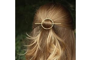 Prosy Barrette à cheveux vintage avec bâton simple minimaliste en métal géométrique - Accessoires de cheveux dorés pour femmes et filles (argent)