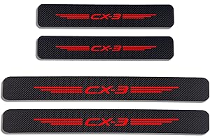 Symilov 4 Pezzi Fibra di Carbonio Battitacco per Auto Sticker, per Ma-zda CX3 CX-3 CX 3, Benvenuto Pedaliera Protezione Styling Auto E Carrozzeria Adesivi Decorativi Accessori,Red