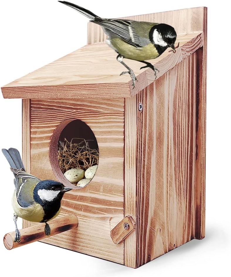 Casa Pajaros Exterior de Madera, para Colgar en el Jardin, Jaula Nidos de Pajaros Agaporni, Pajareras para Canarios, incubadora
