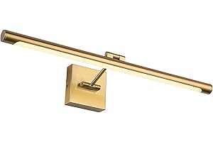 JOOSENHOUSE LED Picture Light Fixtures 24.4 Inches, Full Metal Artwork Wall Lamp with Single Swing Arm, 14W (70W Eqv.), Hardwire Connection, Non-Dimmable, 3000K Warm White, CRI80+, Golden-Like Brass Finish