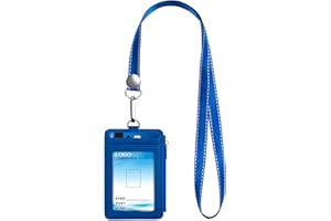 QH-SHOP Ausweishüllen Id-Kartenhalter Ausweishalter Leder Pu Abnehmbar Kartenhülle mit Band Männer Frauen Geldbeutel mit Lanyard für Geschäft Büro Schule Blau