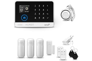 HUXGO® HXA003 Sistema de Alarma para casa WiFi + gsm con Sirena | Alarma hogar Kit con 3X sensores PIR de Movimiento, 1x Sensor de Puerta/Ventana | Control Desde el teléfono