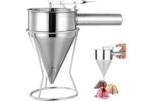 Guador cucchiaio per pasta in acciaio inox imbuto a pistone imbuto per pastella con distributore di pasta imbuto per pastella in acciaio inox con cremagliera cucina di casa cottura per dolci strument