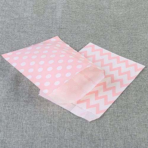 NUOLUX Treat Sacks,48pcs Wedding Candy Bar Bags Party Gift Bags Paper Bag (Pink) - 6