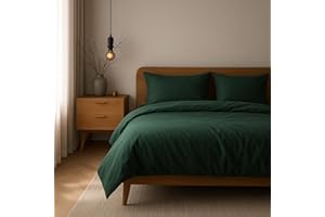 ‎VEL VET HOME VEL VET HOME Bettwäsche 135x200 Baumwolle Bettbezug 135x200 cm mit Kissenbezug 80x80 cm Hohe Qualität Bettwäsche-Set mit Reißverschluss 100% Baumwolle Made in EU Dunkelgrün 135 x 200