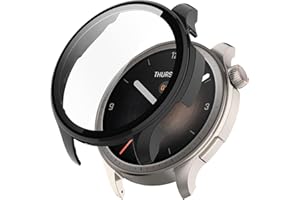 GIOPUEY Cover per Amazfit Balance, Pellicola Protettiva Vetro + Cornice in Plastica Rigida, Amazfit Balance Custodia - Black