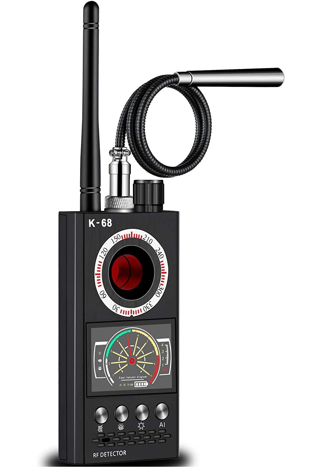 Skypearll Hidden Camera Detector Device Upgraded Anti Spy RF Detector GPS Tracker Detector Spy Camera Finder Find and Locate Eavesdropping Device AI Auto Scan 4-in-1 Easy to Use Rechargeable.