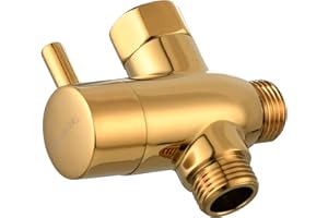 Tecmolog DSF012J Diverter Valve Shower 3 Way 1/2 Inch Brass Shut-Off Valve Shower T Adapter for Hand Shower Titanium Gold
