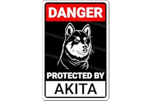 MUYIASER Danger Protected By Akita Beware Of Dog Sign Aluminum Metal Tin Signs Door Sign Warning Sign For Fence Gate Yard Home Wall Decor 8x12 Inch