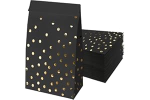 BFB Geschenktüten, Schwarz Papiertüten mit Goldfolie Gepunkt 24 Stück Partytüten Kraftpapier Tüten