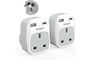 Australian Plug Adaptor from UK 2 Pack, TESSAN AU AUS NZ Plug Travel Adapter with 2 USB Ports, Grounded Power Adapter to Australia China Fiji Argentina New Zealand (Type I)