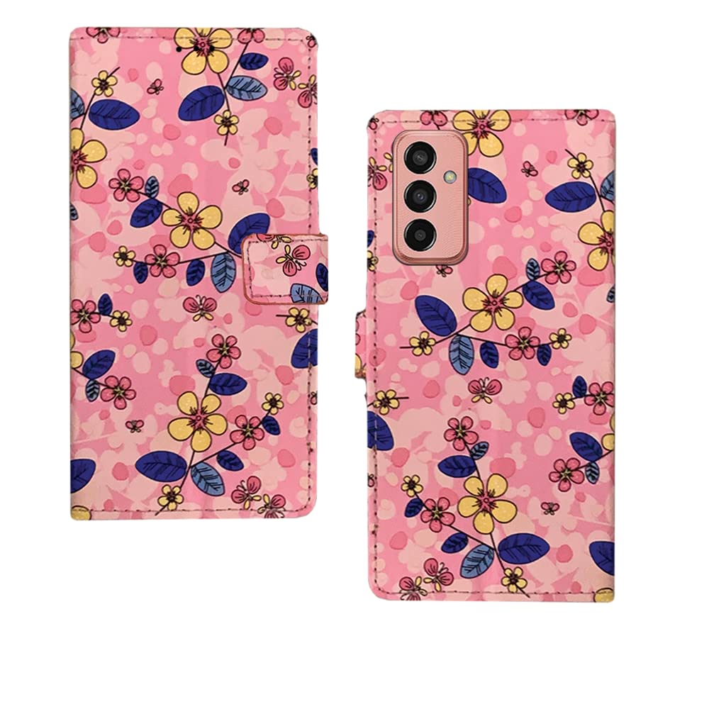 Inktree Samsung Galaxy F13 Flip Case | Premium Leather Finish Flip Cover |Designer Printed Flip Cover for Samsung Galaxy F13 - Pink Flowers