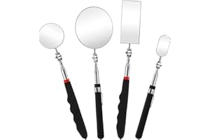 Jucoan 4 Pack Telescoping Inspection Mirror, Flexible Inspection Mirror Round and Rectangular Adjustable Inspection Mirror for Observing Vehicle Small Details,Extends up to 25 Inch, 360 Swivel