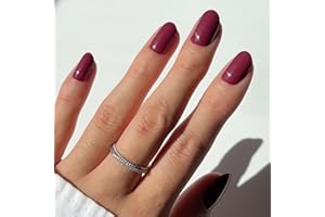 Glamnetic Press On Nails - Berry Maroon | Opaque Dark Red Maroon Short Round Fake Nails, Reusable | 12 Sizes - 30 Nail Kit