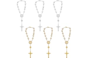 INFUNLY 6 STÜCKE Bling Autospiegel Hängendes Kreuz Auto Rosenkranz Für Spiegelsegnung Katholisches Auto Strass Rückspiegel Kreuz Anhänger Autozubehör Spiegel Zum Aufhängen Für Frauen