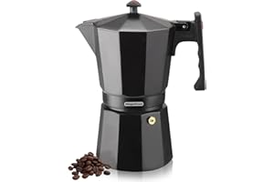 MAGEFESA Colombia Noir - Cafetera Italiana de 9 Tazas, 450ml, Aluminio Extra Grueso, Todo Tipo de Cocinas, NO APTA PARA LAVAVAJILLAS E INDUCCIÓN