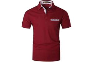 VMSUCIJ Mode Polo Homme Manches Courtes Un Plaid Coloré Regular-Fit Polo Golf T-Shirt