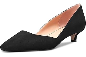 HEUIVZAR Pumps de Mujer Cuadrada Punta Bajos Gatito Heel Slip-on Ante Casual Confort Dress Zapatos 3.5 CM