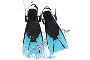 FENGQ Aletas de Snorkel Alicante Aletas Ajustables Aletas de Buceo Aletas de Natación 39-43 Aletas Cortas de Entrenamiento para Nadar Bucear Adulto Hombres Mujeres Niños(Azul-S)