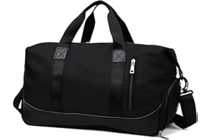 Keyck Bolsa Deporte con Compartimento Zapatos y Bolsillo Húmedo, Bolsa de Deporte para Hombre y Mujer, Bolsa de Viaje Grande Macuto Deporte, Impermeable Mochila Gimnasio Fin de Semana, Natación, Negro