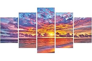 DEMIAWAKINGUK Tramonto 5D DIY Diamond Painting Kit Completo Paesaggi Diamond Painting 5 Immagini Combinazione Kit Pittura Diamante 5D Fai da Te Pittura Mosaico Decorazione 103x45cm