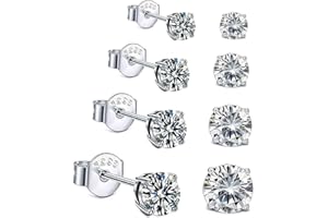 LULIYLDJ 3 paires de boucles d'oreilles dames en diamant fille 3, 4, 5 mm boucles d'oreilles mâles et femelles, Argent,…