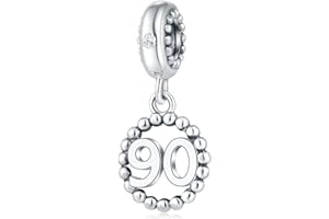 CHAWIN Number Bracelet Charms, 925 Sterling Silver Pendants/Beads Fit Pandora Charm Bracelets, Necklace, European Snake Chain,10/20/30/40/50/60 Dangling Charm for Birthday, Anniversary