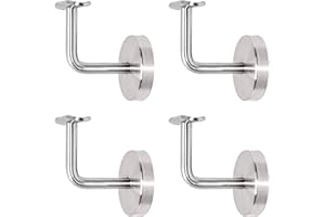 PRIOstahl Handlaufhalter Wandhalter Handlaufstütze Rohrhalter Geländerhalterung - 4 x Handlaufträger an die Wand 3-Loch Befestigung mit Abdeckrosette Ø 42,4 mm für Rundrohr aus Edelstahl V2A