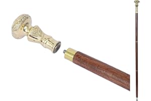 INDIA.NAUTICAL.HANDICRAFT Bastone da passeggio in legno pieghevole in stile vittoriano con manico in ottone vintage