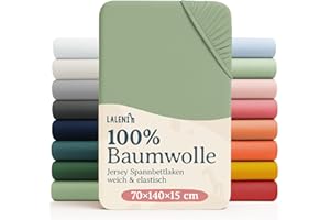 ‎LALENI Laleni Jersey Spannbettlaken - Oeko-TEX zertifiziertes Bettlaken für Baby- und Kinderbetten aus 100% Baumwolle in Größe 70x140 cm, Grün