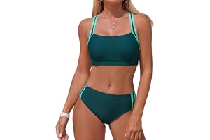 Adigaber Tvådelad kostym dam medelhög midja enfärgad dam tvådelad bikini vadderad sport strandkläder